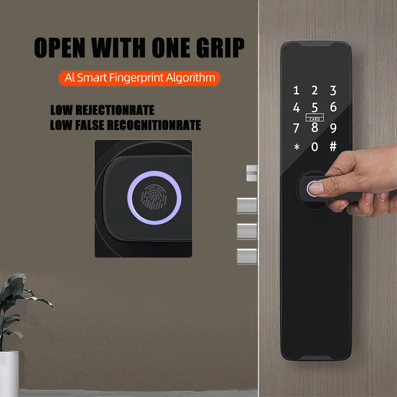 PHIPULO Biometric Fingerprint Door Locks Smart Lock Tuya App Remote Unlocking Keyless Lock Digital Electronic Door Lock