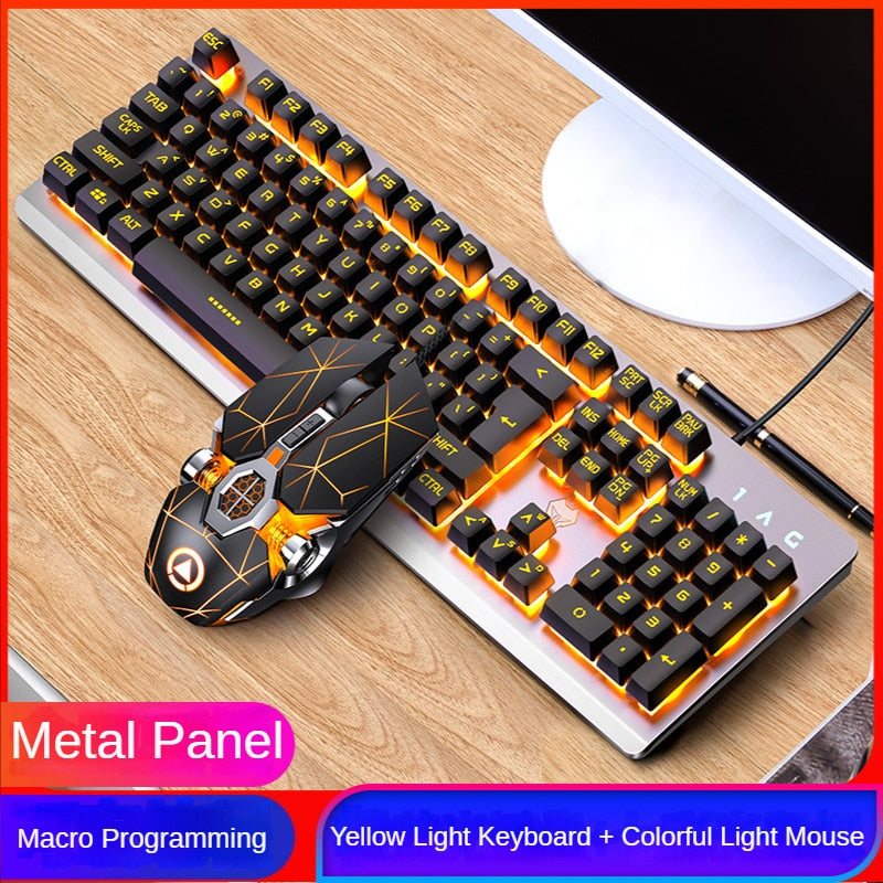 GX2 Wired Combo 104 Keys Mechanical Keyboard And Mouse Changeable Waterproof RGB Backlit Keyboard Mouse Set for Desktop Laptop