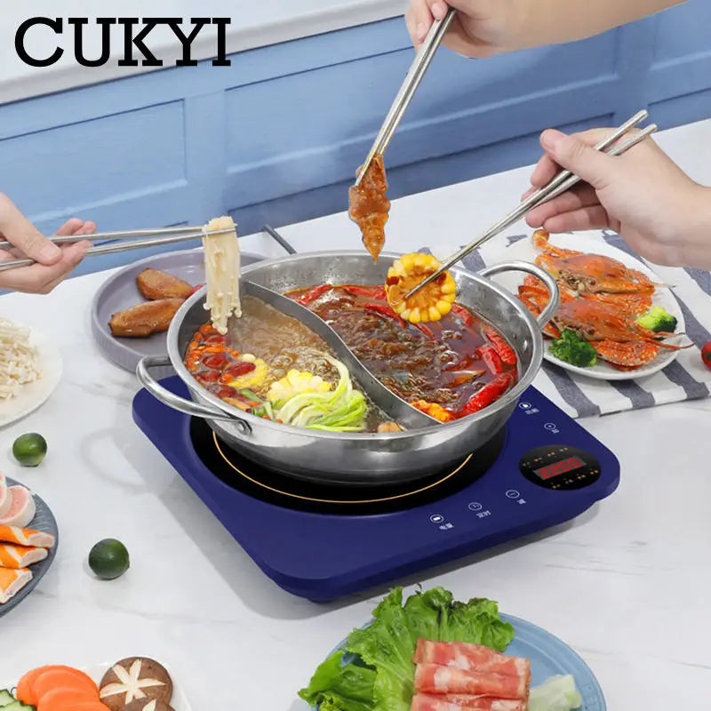 2.2KW Induction cooker 8 Gears Power Regulation Waterproof Touch Panel Stir-Fry Soup Stew 8 Menus Timer Electromagnetic cooker