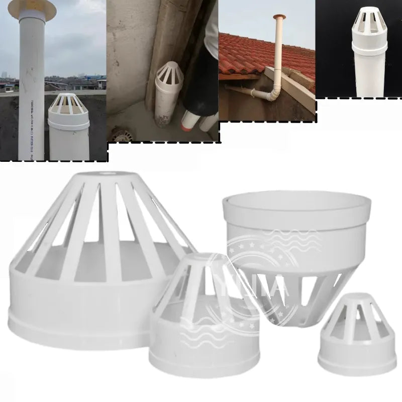 PVC Roof Air Vent Grille Round Ducting Rain Cap Cover Pipe Waterproof Hat for Wall Ceiling Ventilation Exhaust System Hardware
