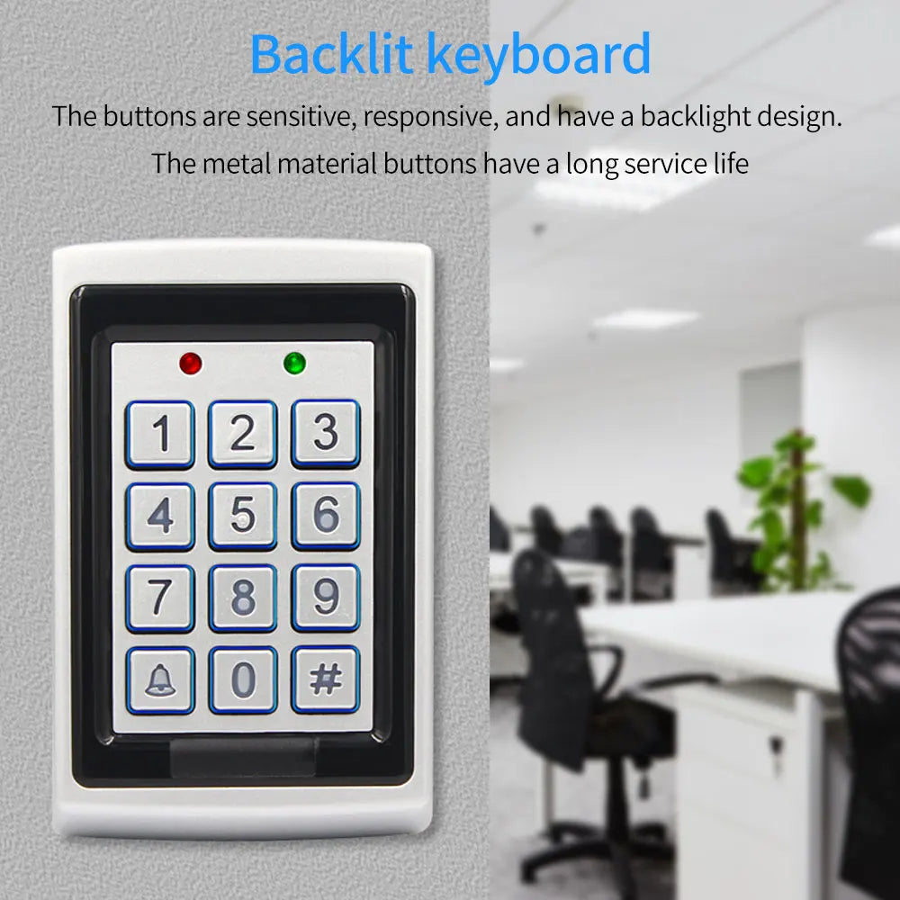 Metal Keypad Reader LED Backlight RFID 125khz for Access Control System Proximity Card Standalone 1000/2000 User Door Lock Entry