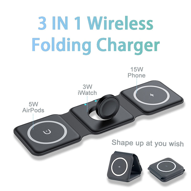 REMAX 15W Magnetic Wireless 14 Charger for Iphone 14promax 13 12  Apple Airpods Pro iWatch Portable Foldable Fast Charging Dock