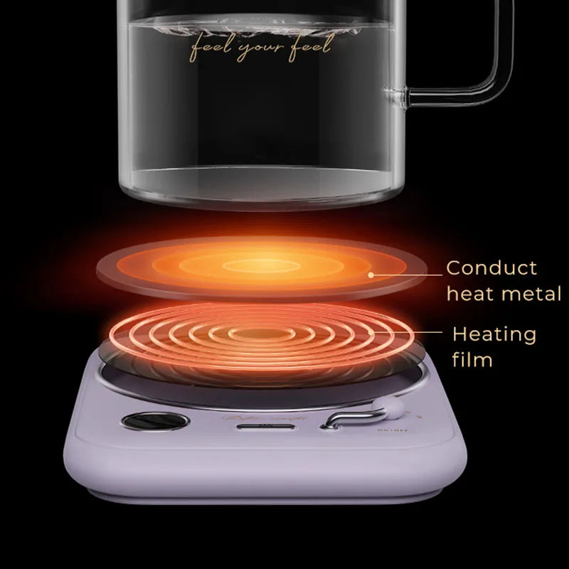 Portable Cup Warmer 110-240V Smart Electric Coaster with 3 Temperature Setting for Glass Teapot Coffee Mug Ceramics Water Bottle