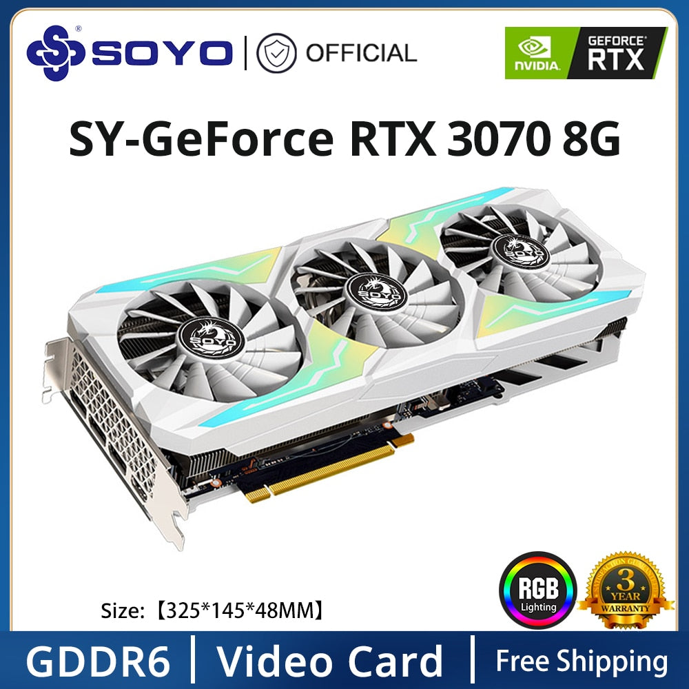 SOYO Brand New GeForce RTX3080 Ti 12G/3070 Ti 8G Graphics Card GDDR6X Memory PCI Express X16 4.0 Gaming Video Card NVIDIA GPU