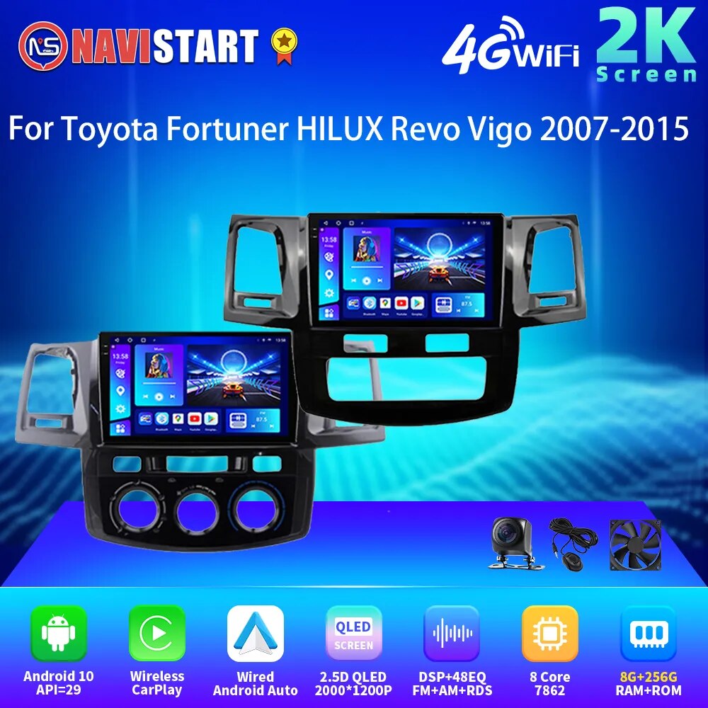 NAVISTART 2K 2000*1200 Car Radio Multimedia Navi For Toyota Fortuner HILUX Revo Vigo 2007-2015 Android Carplay Andrios Auto GPS