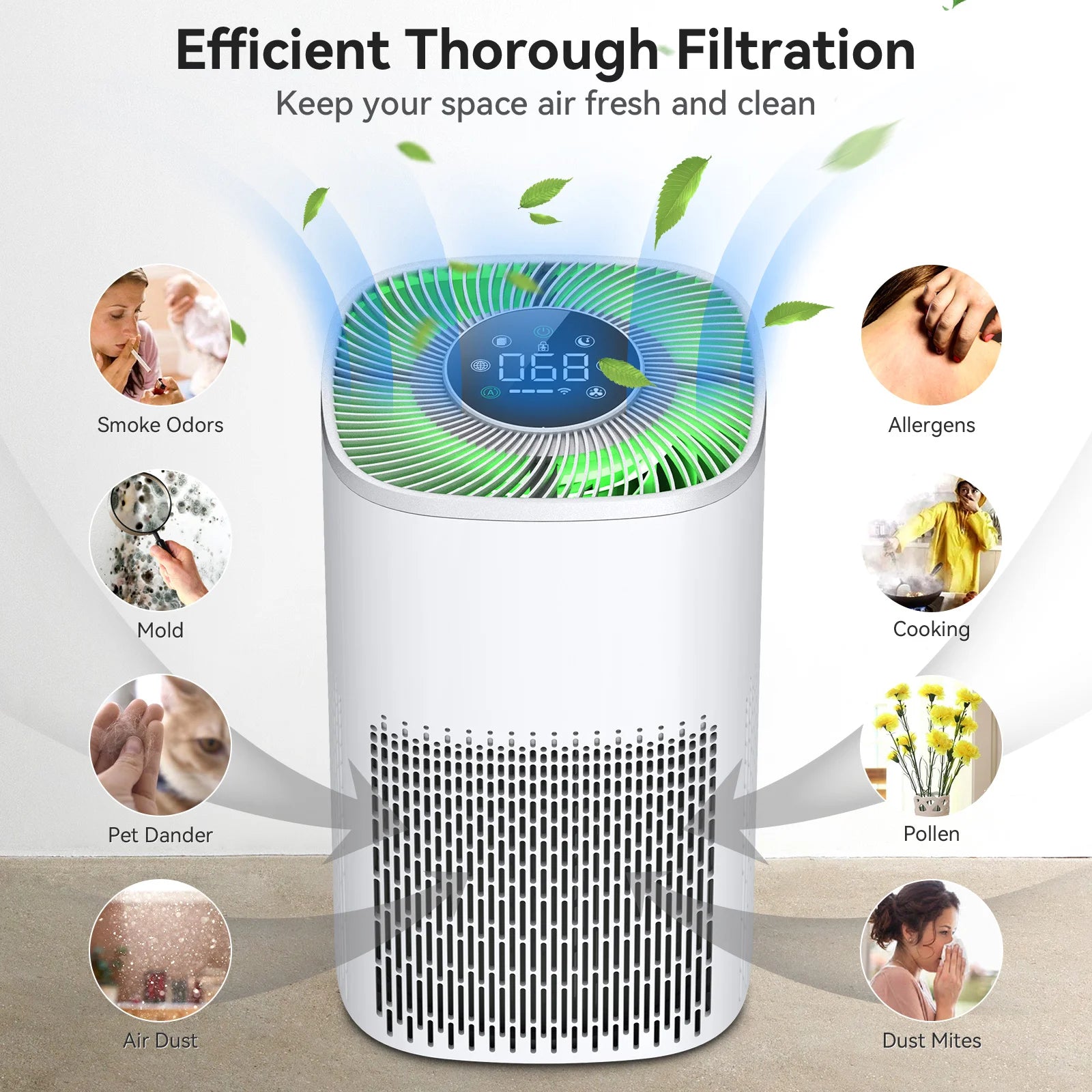 Mi APP Smart Air Purifier Tuya Alexa Remote Control Ozone Genrator HEPA Composite Filter Disinfection Machine For Home