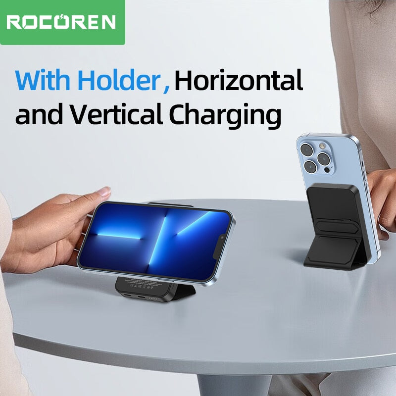 Rocoren 10000mAh Magnetic Power Bank Wireless Charger 20W 5000mAh Mini Powerbank For iPhone 14 13 Pro Portable External Battery