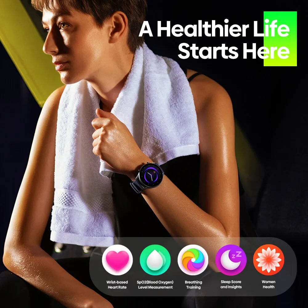 New Zeblaze Btalk 2 Lite Voice Calling Smart Watch Large 1.39 HD Display 24H Health Monitor 100 Workout Modes for Men