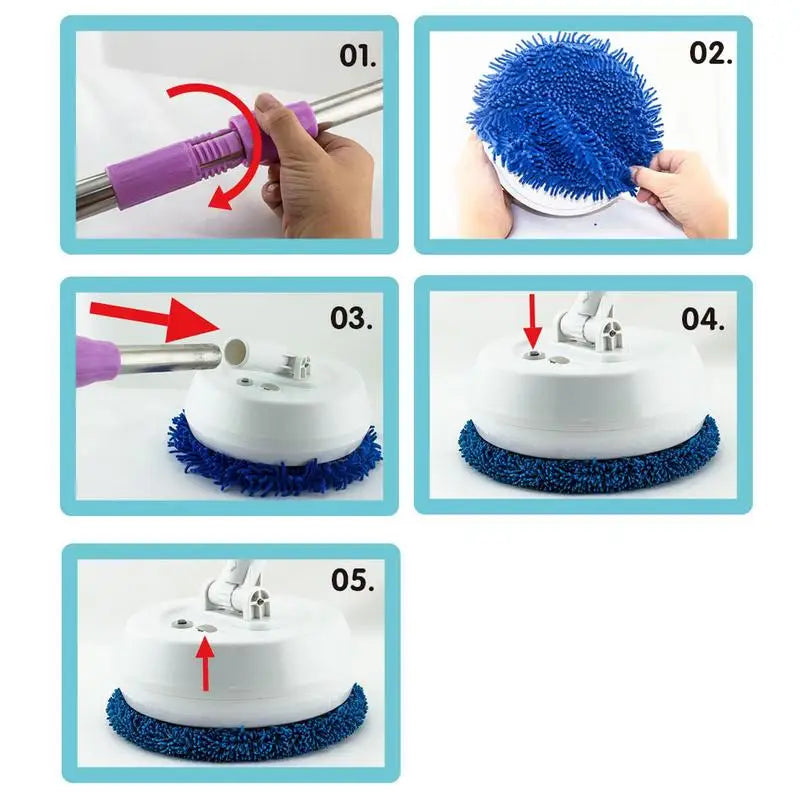 Round Electric Spin Mop 180-degree Rotation Floor Cleaner Machine Cordless Convenient Detachable Handheld For Kitchen/Other Room