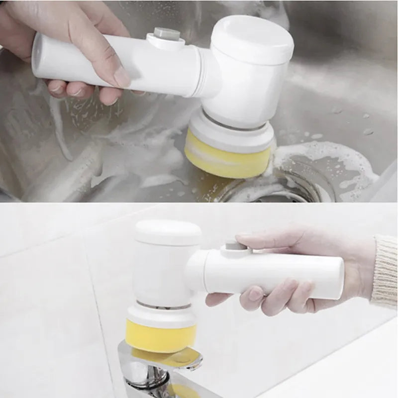 Electric Cleaning Brush Bathroom Wash Brush Kitchen Cleaning Tool Usb 5-In-1 Handheld Bathtub Brush Electric Brush Cleaner Sink