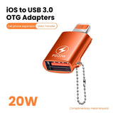20W Fast Charging OTG Adapter For iPhone 14 13 12 iPad Tablet U Disk Lightning Male to USB 3.0 Female Adapter Converter For IOS