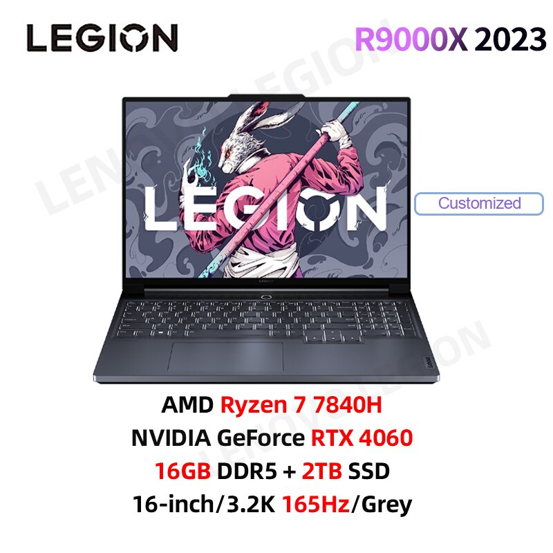 Lenovo Legion R9000X Esports Gaming Laptop AMD R7 7840H RTX 4060 16GB/32GB RAM 1T/2T SSD 16-inch 430Nits 165Hz 2023 Notebook PC