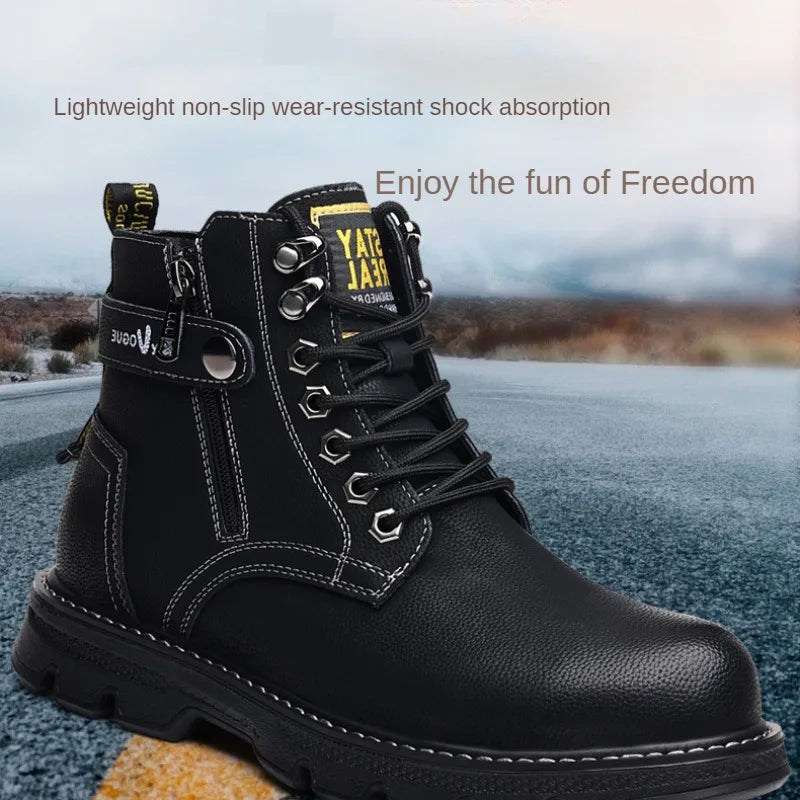 Motorcycle Protective Boots Martin Boots  Winter High-top Genuine Leather Work Boots British Style Versatile Motorcycle Boots