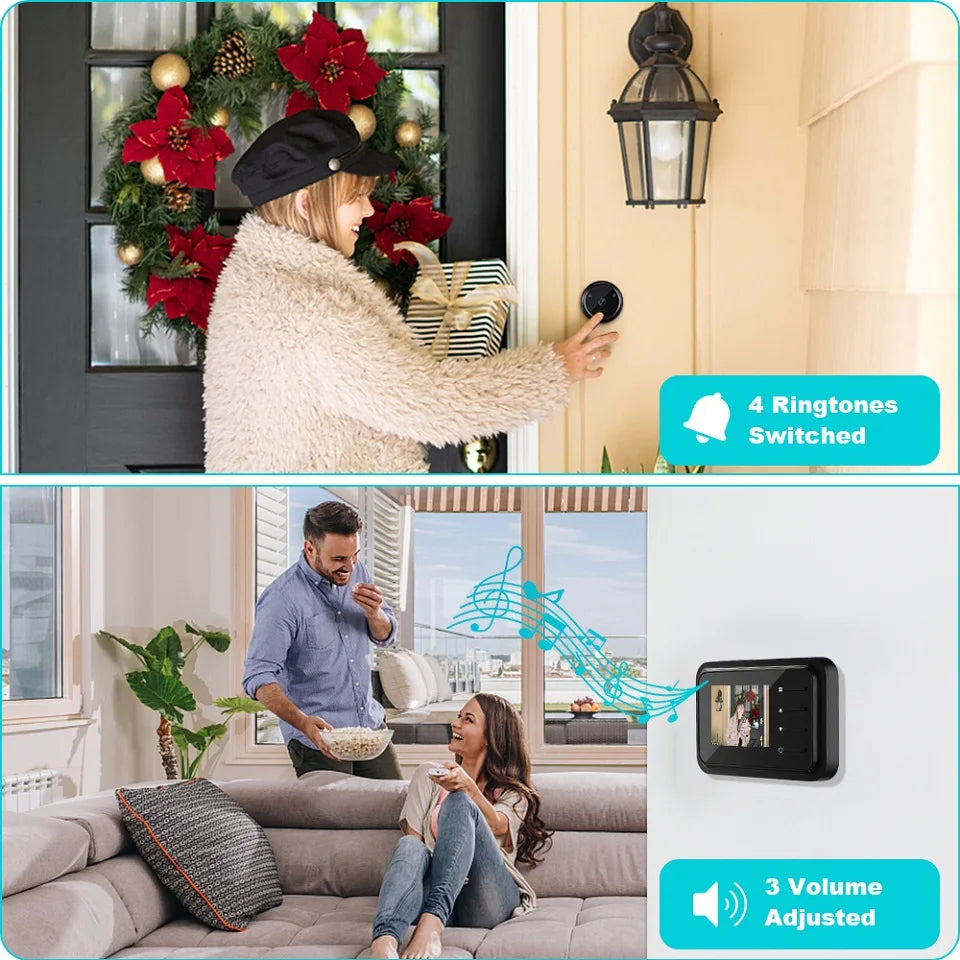 Wsdcam 2.4Inch Doorbell Camera HD Pixels 120° Peephole Viewer Cat Eye Door Bell Night Vision Support Photo Monitor Smart Home