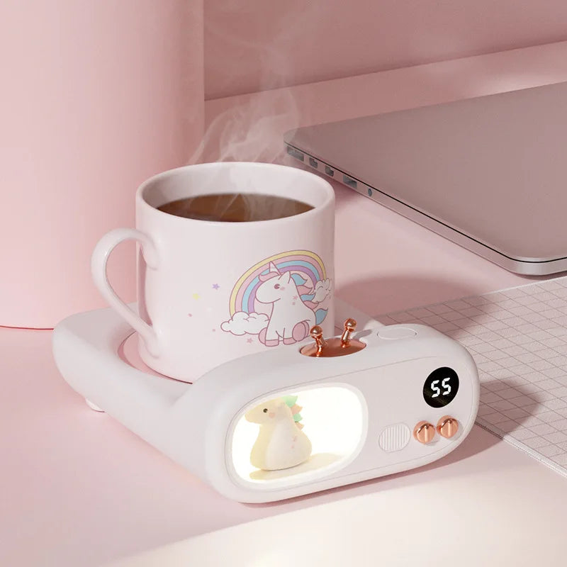 Home Office Thermostatic Heating Coaster Cute TV Warmer Cup Heater Plate Electric Smart Timing 3 Temperature Constant Coffee Mug