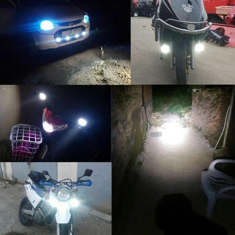 6 LED Motorcycle Headlight High Bright Waterproof Spot Light Brightness Auxiliary Spotlights Scooters Work Light Switch Button