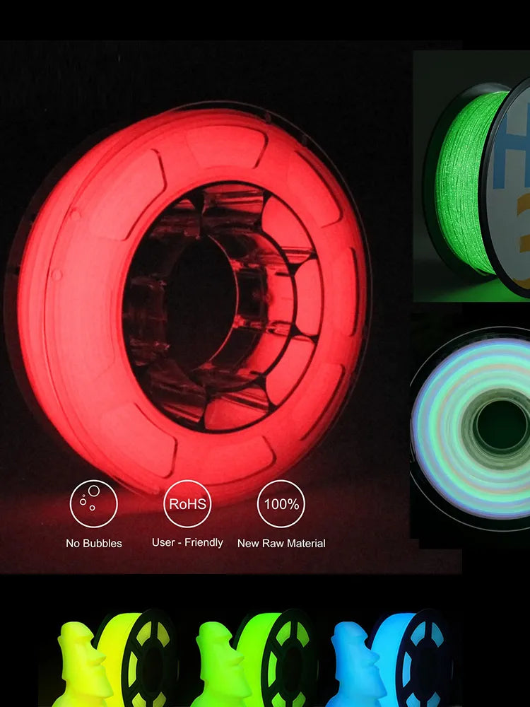 Glowing In The Dark 1.75mm 3D Printer Filament Luminous Sublimation Material for 3d Printing Glow Ranibow/ Red/ Firefly Green