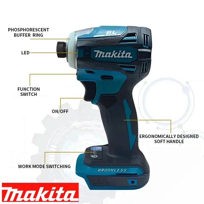 Makita DTD172 Brushless screwdriver 18V impact driver Multi-function drill 180Nm rechargeable electric wrench Power tool