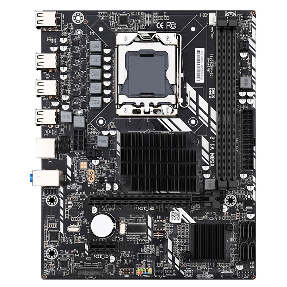 X58M2.0 Desktops MainBoard 32GB 2 DDR3 ECC M-ATX LGA1366 Motherboard 4 SATA2.0 10 USB2.0 PCI-E 1X Expansion Slot Solid Capacitor