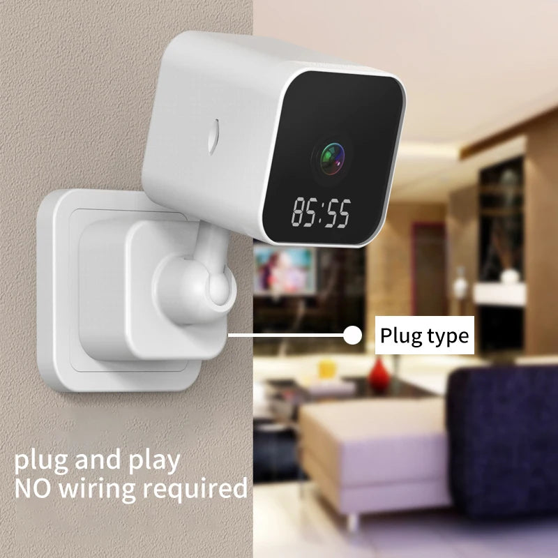 Tuya WiFi Surveillance Camera Home Clock Plug Digital Camera Graffiti Smart HD Wireless Camera Vlogging Camera  Action Camera