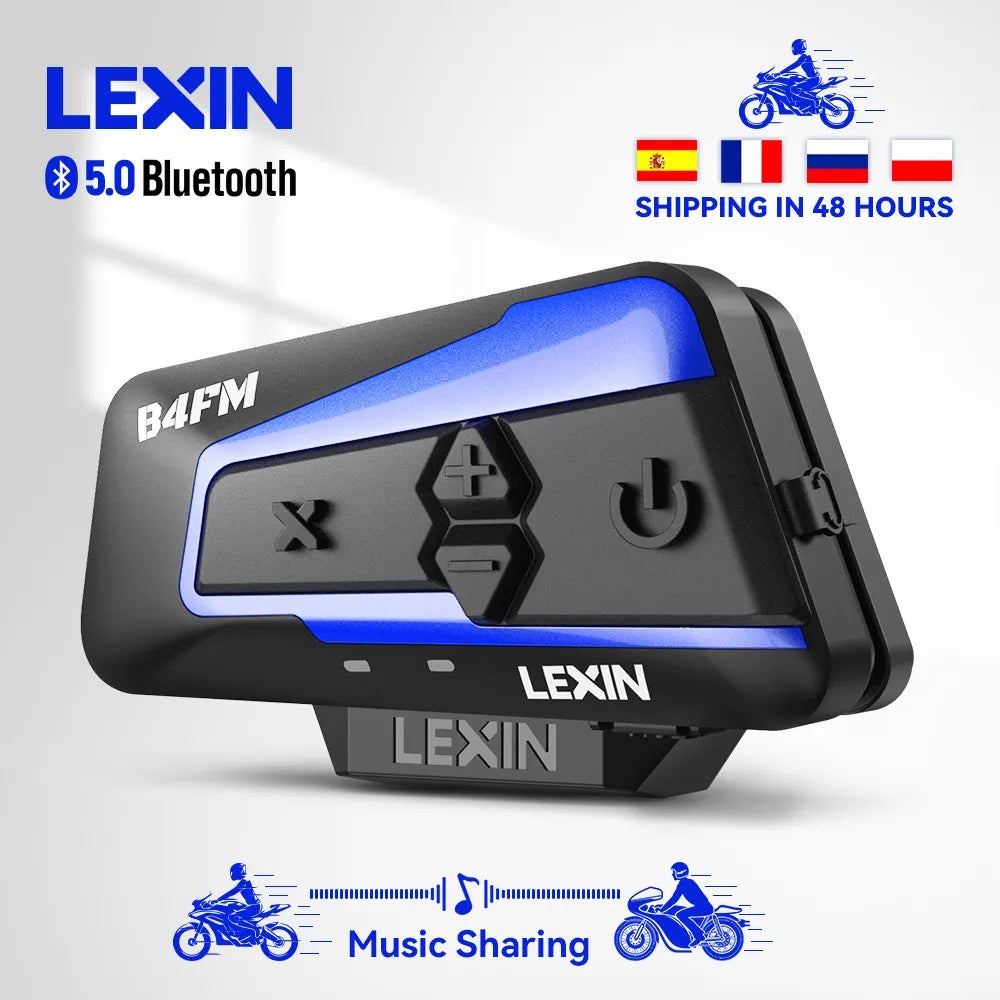 Lexin b4fm-x motorcycle intercom & helmet headset 10 Rider 2000m Bluetooth music sharing fast charging motorcycle intercom