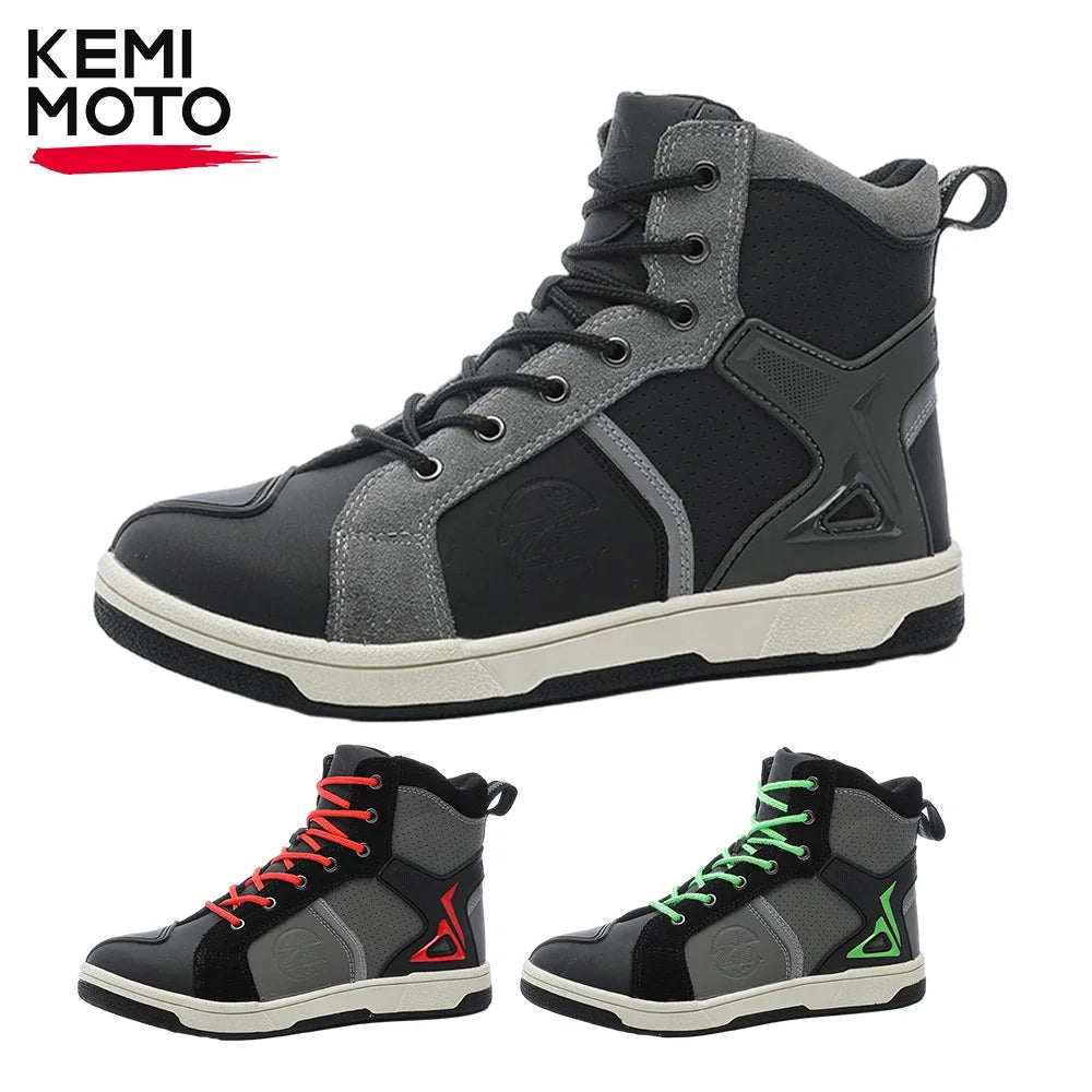 Motorcycle Boots  Men Off-road Motorbike Racing Motorcyclist Shoes Riding Shockproof Breathable Black Boots Durable Equipment