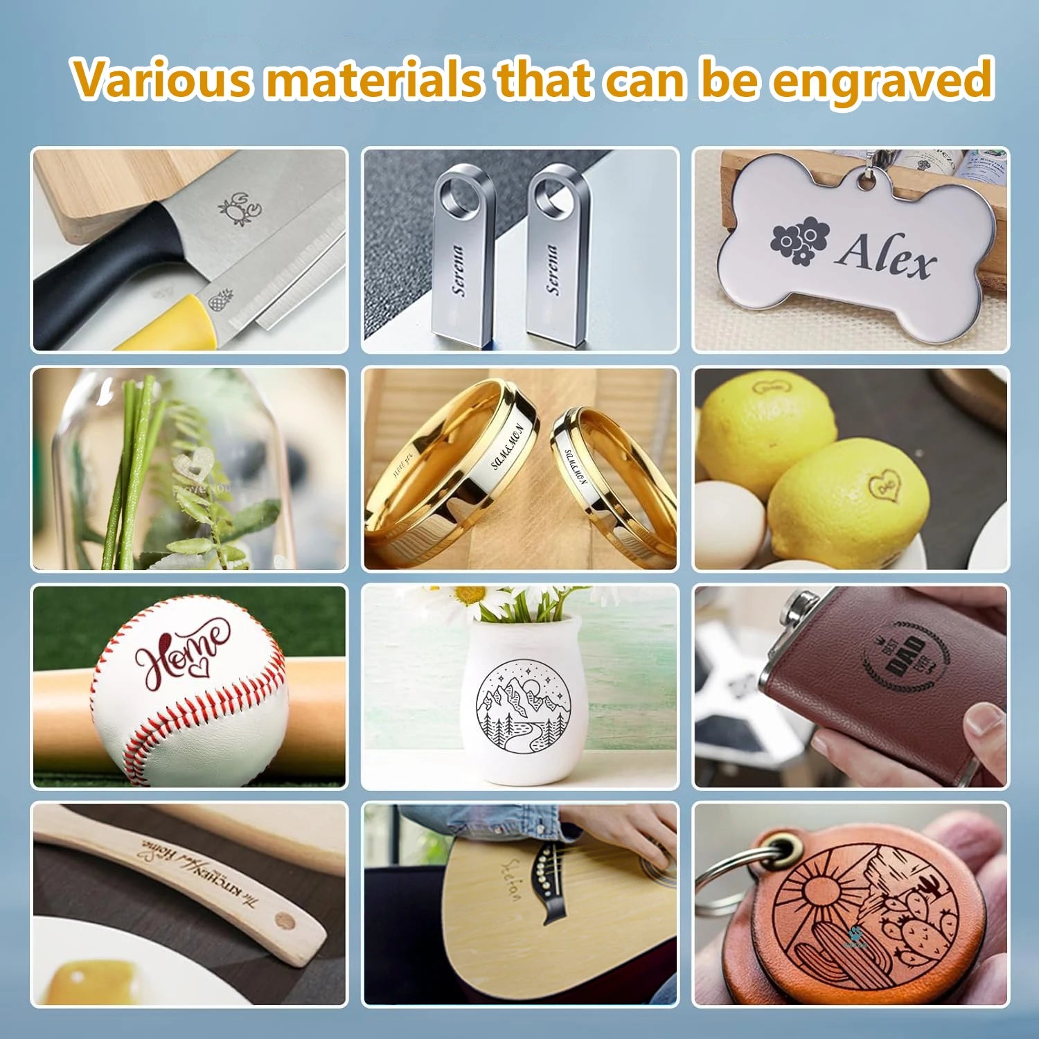 DOUBLENEW 5.5W CNC Engraving Machine With 50pcs Blank Stainless Steel Tag Laser Engraver For Carving Pet Tags Necklace Pendants