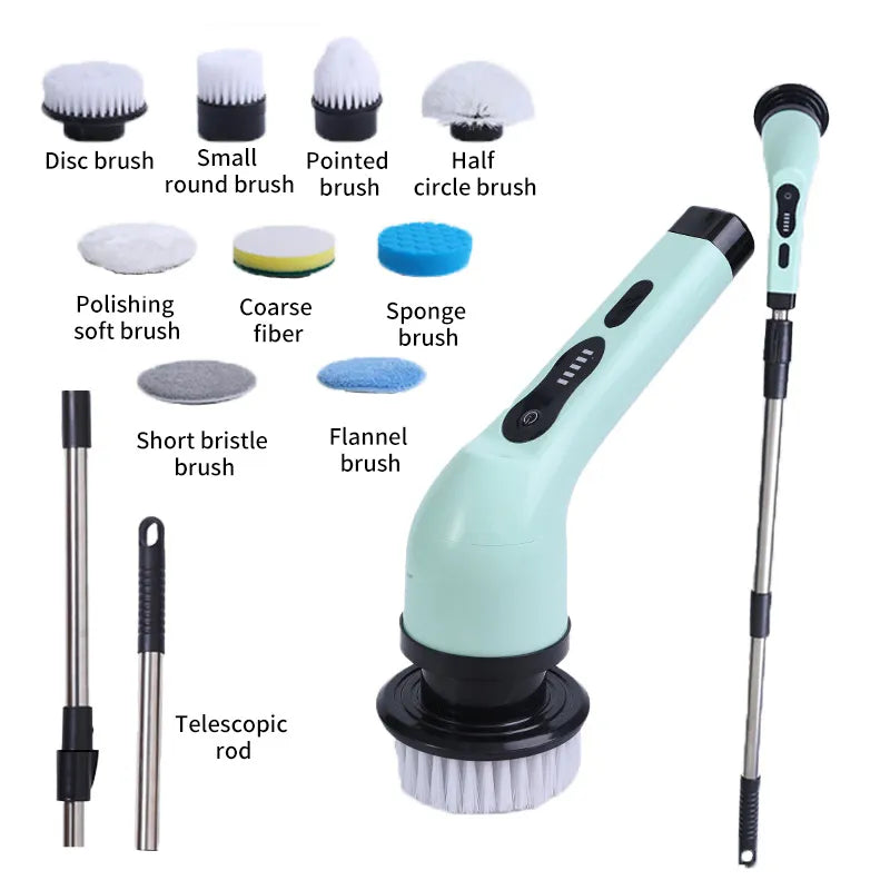 9-in-1 Wireless Electric Cleaning Brush Multifunctional Bathroom Window Kitchen Automotive Household Rotating Cleaning Machine