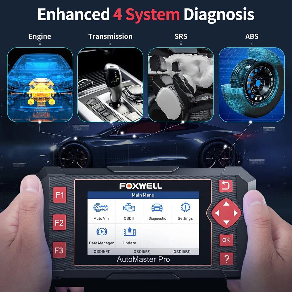 FOXWELL NT604 Elite Car Scanner OBD2 Scanner ABS SRS Transmission Check Engine Code Reader OBD 2 Auto Car Diagnostic Scan Tools
