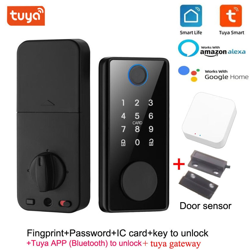 Smart Deadbolt Locks of Tuya Bluetooth App Biometric Fingerprint Password Keyless Entry Front Door Lock