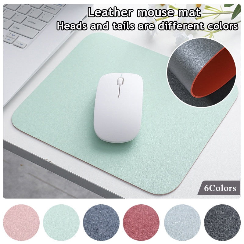 PU Leather Mouse Pad Anti-slip Office Accessories School Supplies Mouse Mat Solid Color Simple Waterproof Desk Set