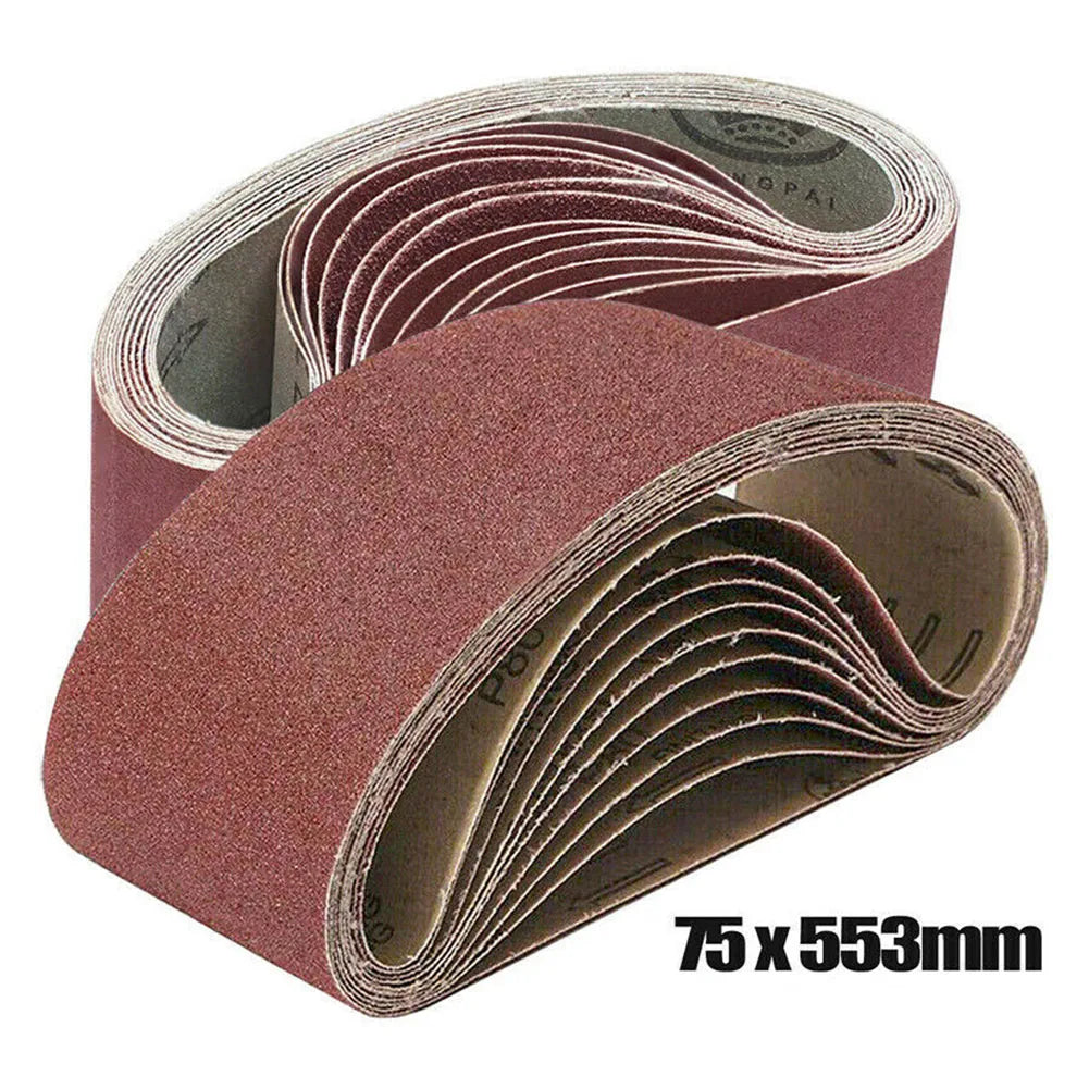 24Pcs 75 X 533mm Abrasive Belt Sanding Band Sander Belt Attachment Grinder Polisher Power Tool For Wood Soft Metal Polishing