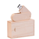 POWERONE (Free Custom Logo) Wooden USB Flash Drives 64GB Rotation USB + Box Pendrive 32GB Photography USB 2.0 Memory Stick 16GB