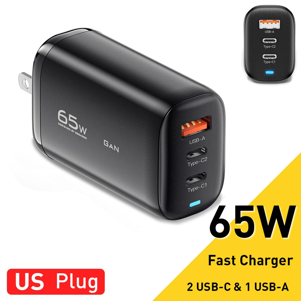 Essager 65W GaN USB Type C Charger For Laptop PPS 45W 25W Fast Charge For Samsung QC3.0 PD3.0 For iPhone14 13 Pro Phone Chagers