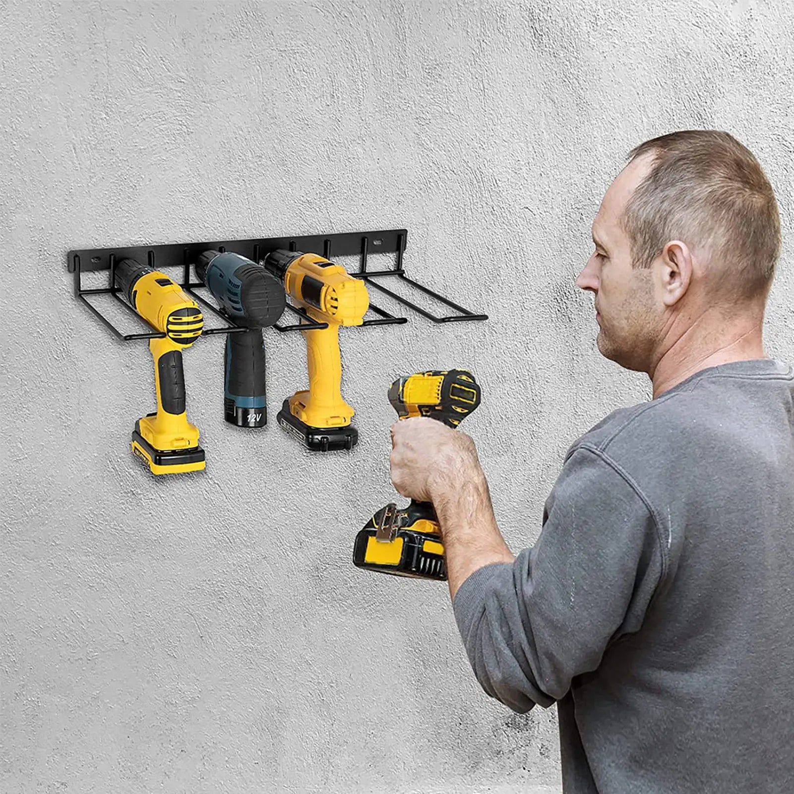 Power Tool Rack Electric Drill Holder Wall Mount Organizer Wrench Tool Workshop Screwdriver Power Storage Shelf Accessories