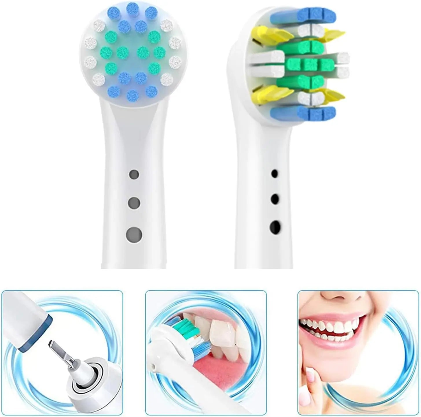 4/8/12/16/20PCS Floss Replaceable Electric Toothbrush Head Compatible with Oral-B White, Power, Clean, Kids, Soft, Black, Action