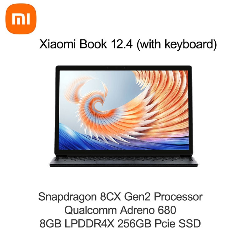 2023 Original New Xiaomi Book 12.4 Inch 2 in 1 Tablet Netbook Qualcomm Snapdragon 8GB 256GB Touch Screen Laptop with Keyboard