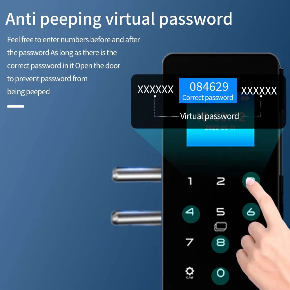 HAHA Lock App Bluetooth Smart Glass Door Lock Remote Unlock Fingerprint RFID IC Card Password with Time Attendance Record Report