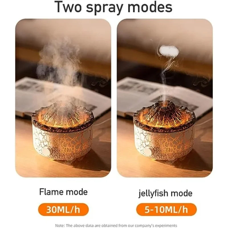 560ml Volcano Flame Air Humidifier Aromatherapy Diffusers Essential Oil Jellyfish Smoke Aroma Humidifiers Fragrance Room Decor