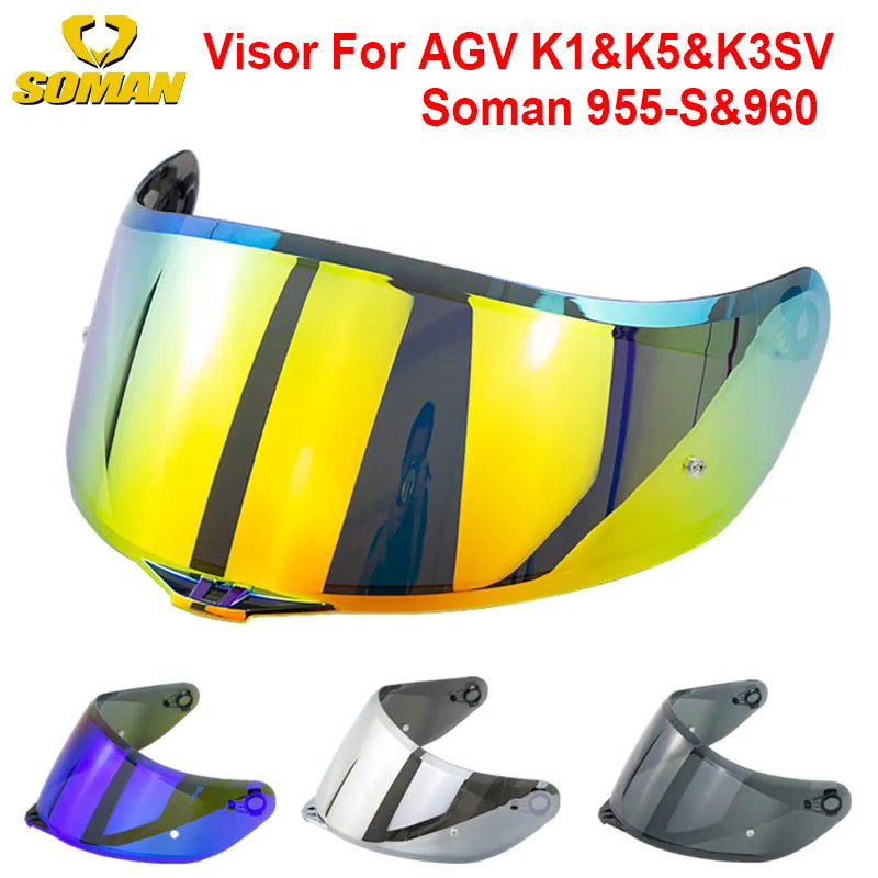 Helmet Visor For AGV K1&K5&K3SV Motorcycle Helmet Visor Shield For Soman SM955-S&SM955&SM960 Casco Moto Visera Accessories Parts