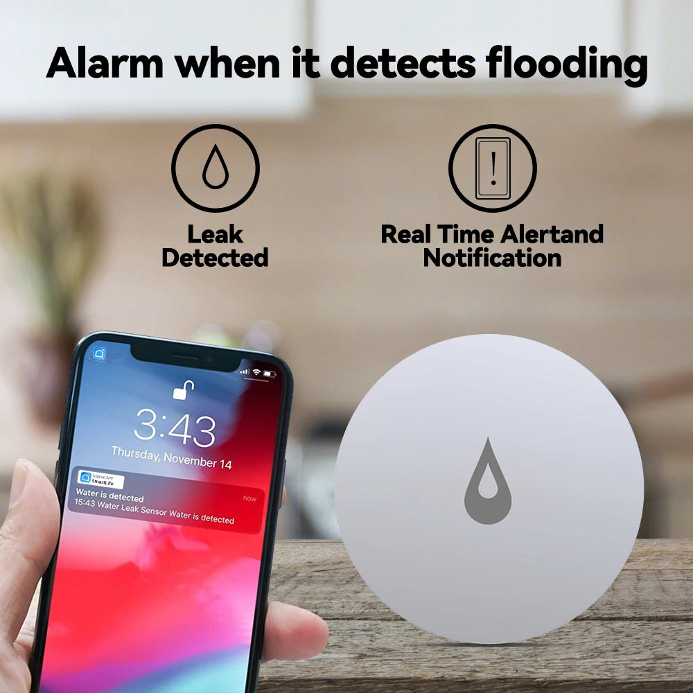 Meian ZigBee Water Leak Sensor Tuya Smart Water Leakage Detector Wireless Flood Sensor Wifi Smartlife Smart Home Security Alarm
