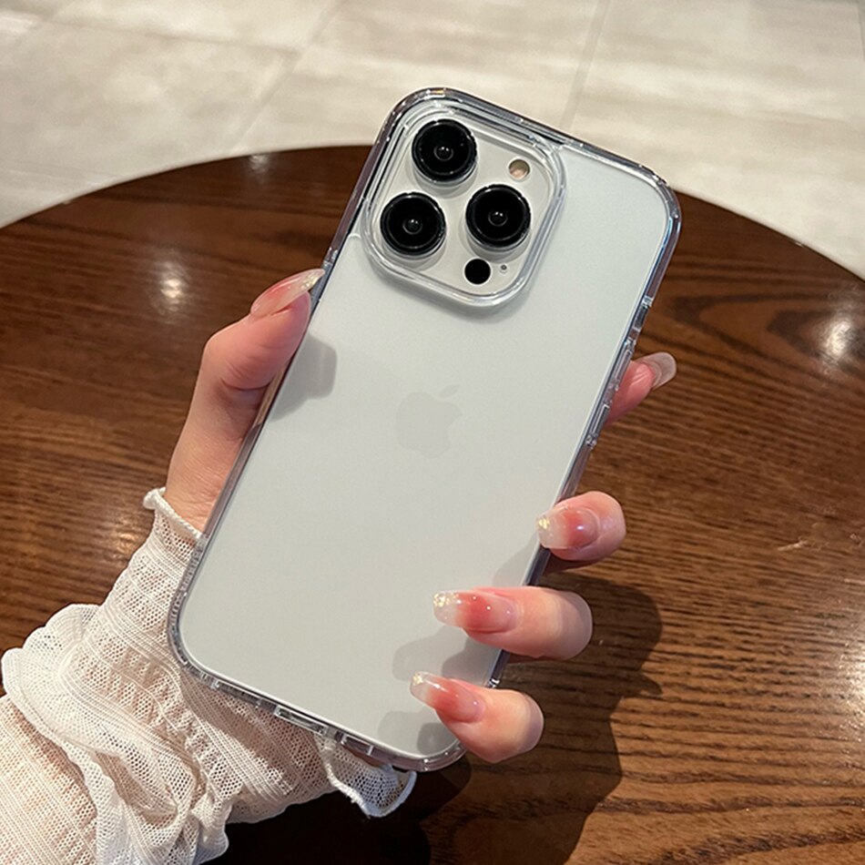Luxury Translucent Matte Hard Acrylic Case For iPhone 13 12 11 14 Pro Max XR XS X 7 8 Plus Mini SE Shockproof Frame Clear Cover