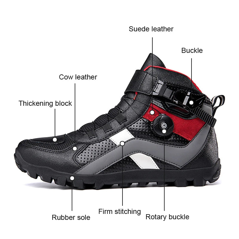New Motorcycle Boots Cow Leather Wear-resisting Motorcyclist Shoes Professional Moto Riding Boots Non-slip Outdoor Sports Shoes