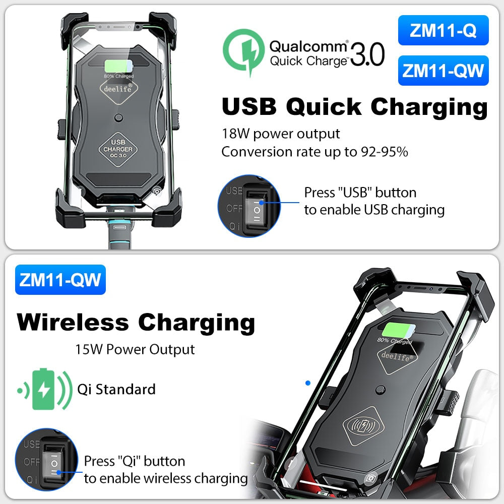 Deelife Motorbike Motorcycle Phone Holder Wireless Charging for Moto X-Grip Telephone Support Cell Mobile Stand Smartphone Mount