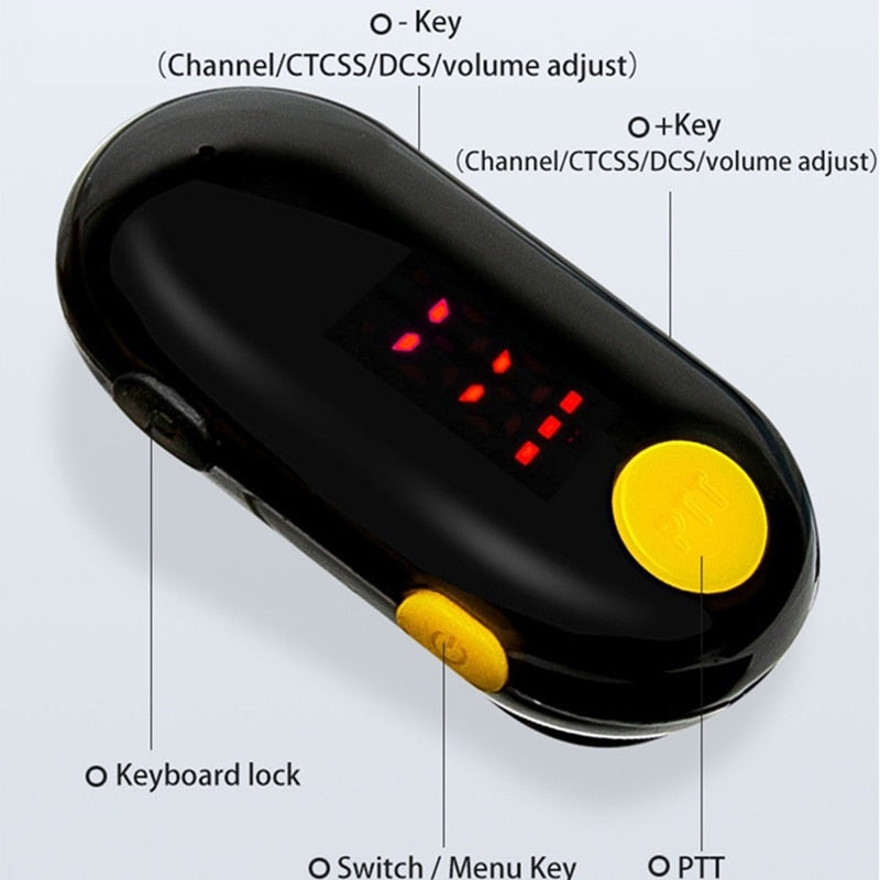 5cm Super Mini Walkie Talkie UHF 400-470MHz 0.5W 25 Channles Digital Display Portable Interphone Ear Two Way Radio with Headset