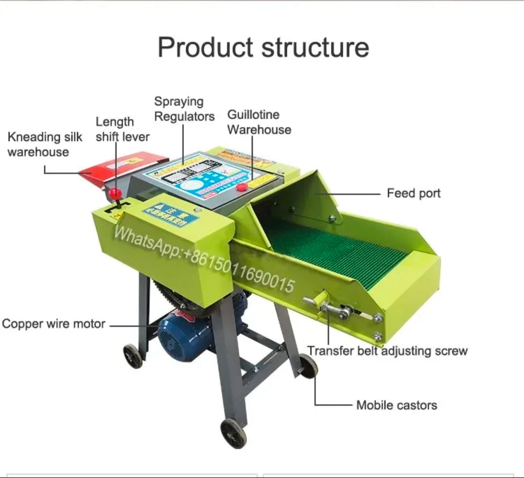 850 Type Guillotine Household Small Automatic Dry And Wet Straw Cutter Double-group Knife Conveyor Belt With 220v4kw