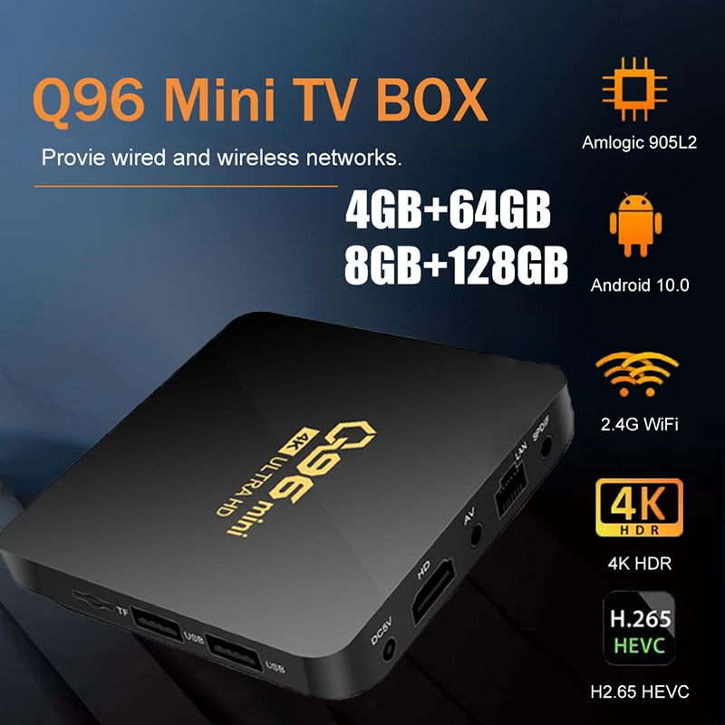 Q96 Mini Smart TV Box Android 11.0 Rockchip RK3328 Quad Core 2.4G WiFi HD 4K 3D 16GB 256GB Media Player H.265 Home Theater Iptv