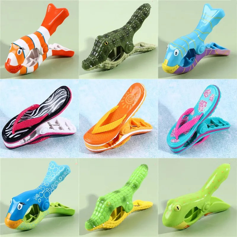 Animal Decorative Beach Towels Clips For Sunbeds Sun Lounger Clothes Pegs Pins Large Drying Racks Retaining Clip