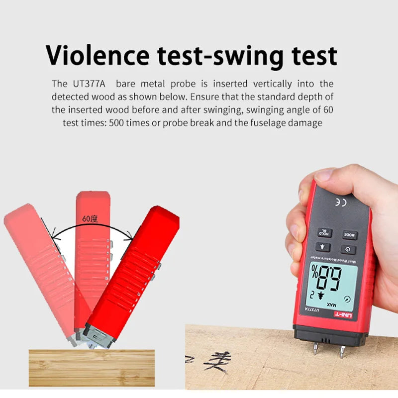 UNI-T UT377A Wood Moisture Meter Digital Hygrometer Humidity Tester For Wood Data Hold