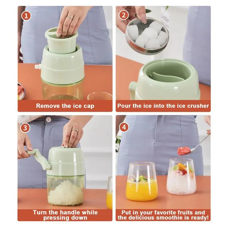 Ice Crusher Manual Portable Ice Shaver Chopper Automatic Press Snow Cone Summer Smoothie Maker Ice Block Breaking Slush Machine